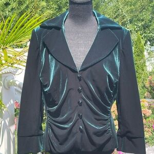 Adrianna Papell Women's Emerald Green Velvet Evening Jacket Size 14 NWT